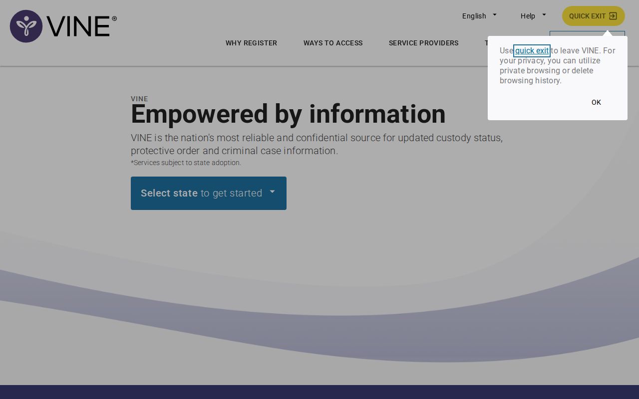 Frederick County VINELink inmate search and release registration entry