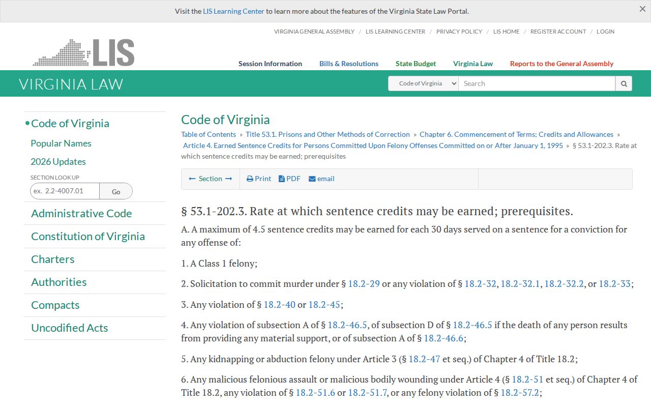 Frederick County release date credit-rate statute